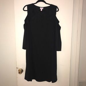 Black cold shoulder maternity dress
